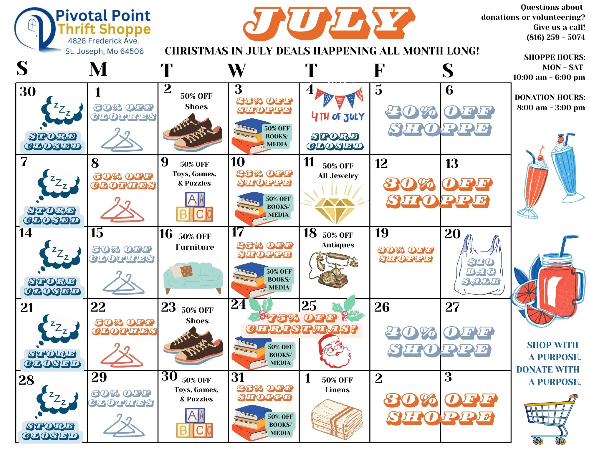 July Sales Calendar